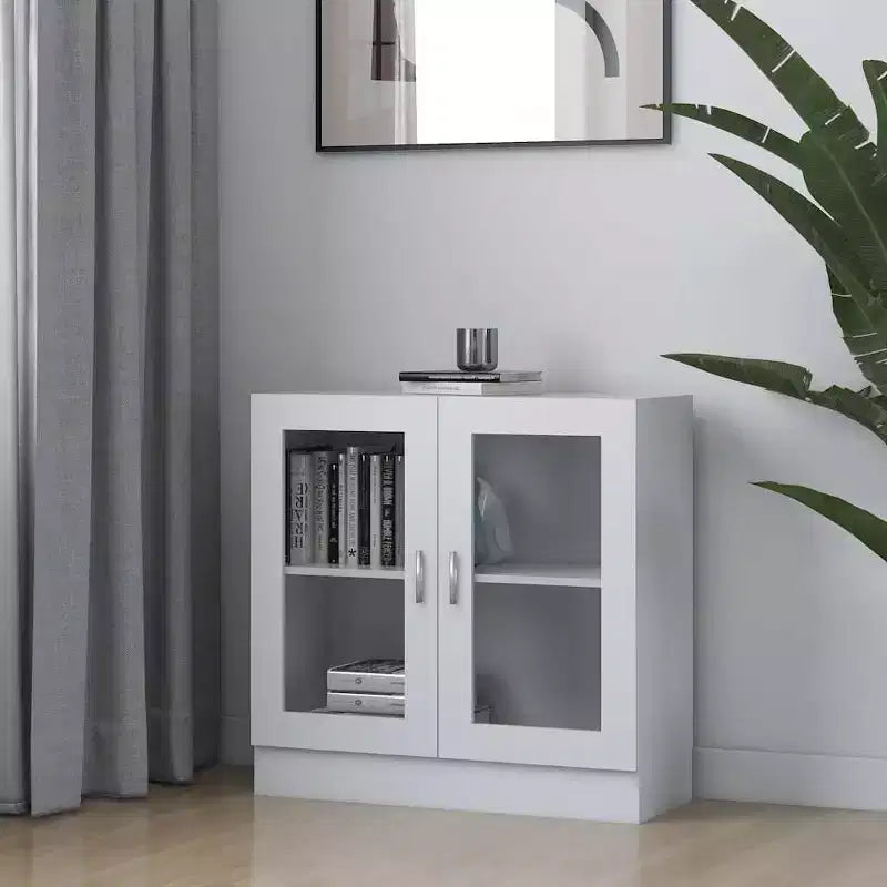 vidaXL Vitrine Armoire Blanc Bois d'ingénierie Rangement moyen