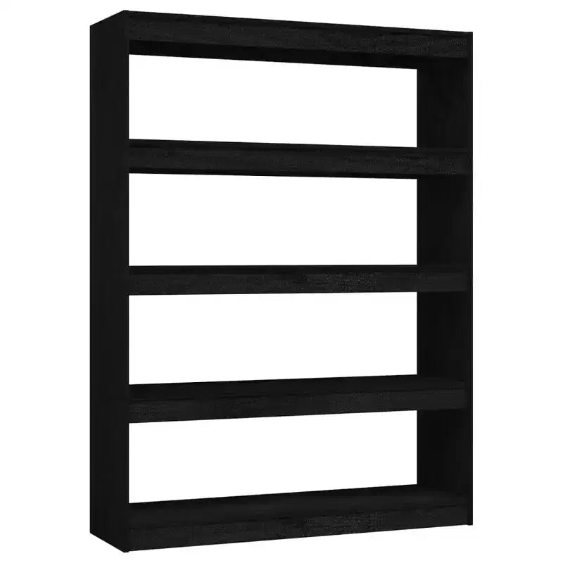 vidaXL Book Cabinet Black Solid Pinewood Medium Book Cabinet
