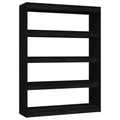 vidaXL Book Cabinet Black Solid Pinewood Medium Book Cabinet