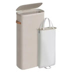 SONGMICS Laundry Basket, 17.2 Gal. Laundry Hamper, Easy Assembly, with Lid and Handles, Removable Liner, 15.4 x 8.7 x 29.5 Inches, Cappuccino Beige