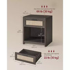 Collection VASAGLE ELLAN – Tables de chevet bohème avec tiroir aspect rotin, lot de 2 tables d'appoint avec compartiment ouvert, coins arrondis