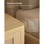 Collection VASAGLE ELLAN – Tables de chevet bohème avec tiroir aspect rotin, lot de 2 tables d'appoint avec compartiment ouvert, coins arrondis