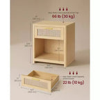 Collection VASAGLE ELLAN – Tables de chevet bohème avec tiroir aspect rotin, lot de 2 tables d'appoint avec compartiment ouvert, coins arrondis