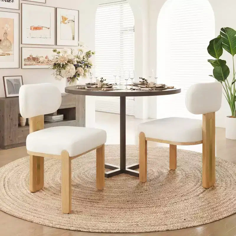 Christopher Knight Home Chaise de salle à manger minimaliste moderne rembourrée avec pieds en bois d'hévéa massif