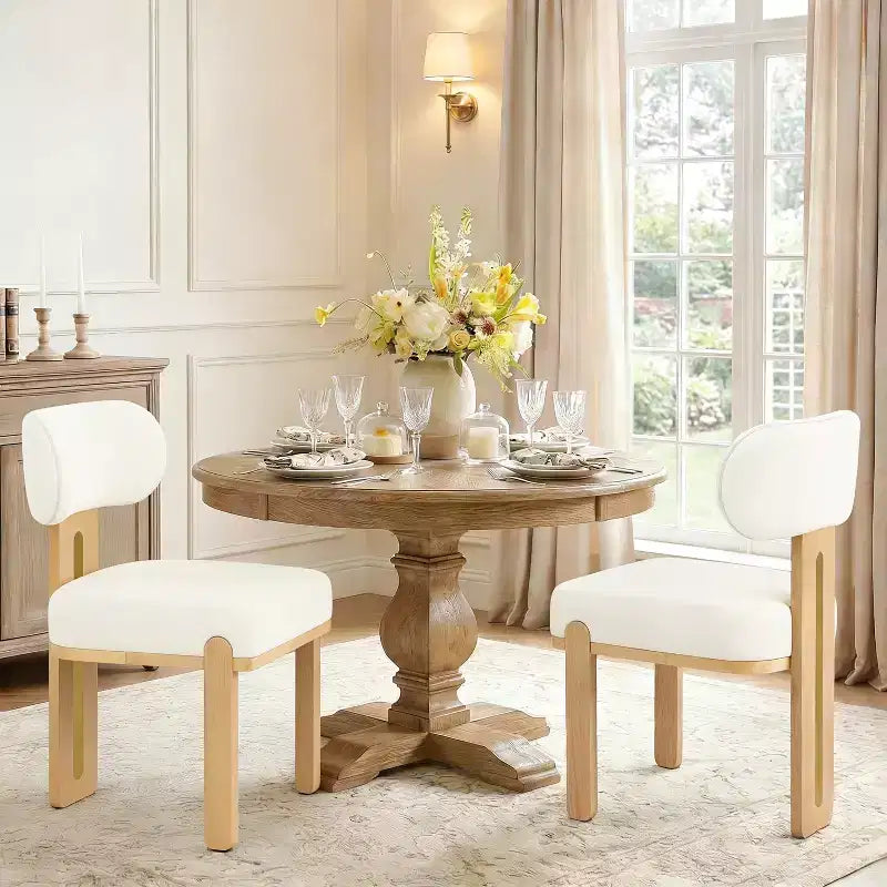 Christopher Knight Home Modern Minimalist Upholstered Dining Chair with Solid Rubber Wood Legs