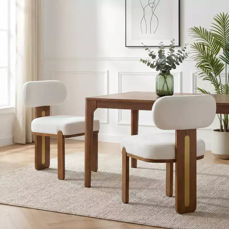 Christopher Knight Home Chaise de salle à manger minimaliste moderne rembourrée avec pieds en bois d'hévéa massif