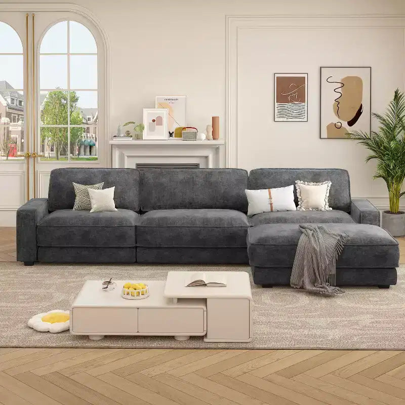 Dyonery 160 Canapé modulable, canapé modulable Cloud avec assise profonde, canapé modulable moderne en forme de L avec méridienne.