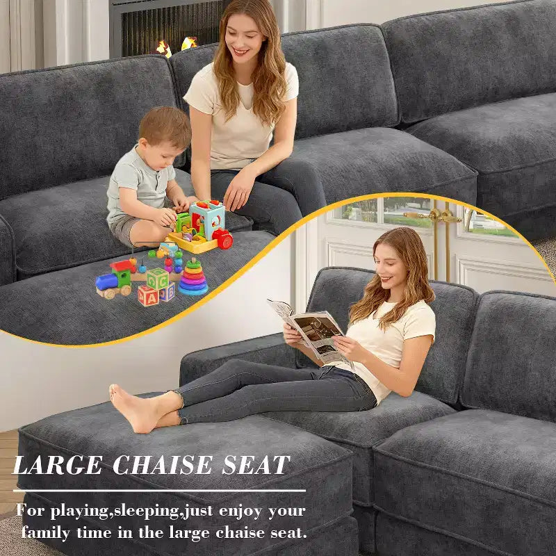 Dyonery 160 Canapé modulable, canapé modulable Cloud avec assise profonde, canapé modulable moderne en forme de L avec méridienne.