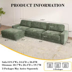 Dyonery 160 Canapé modulable, canapé modulable Cloud avec assise profonde, canapé modulable moderne en forme de L avec méridienne.