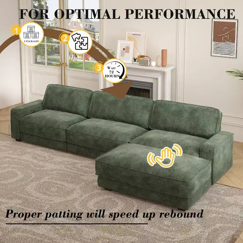 Dyonery 160 Canapé modulable, canapé modulable Cloud avec assise profonde, canapé modulable moderne en forme de L avec méridienne.