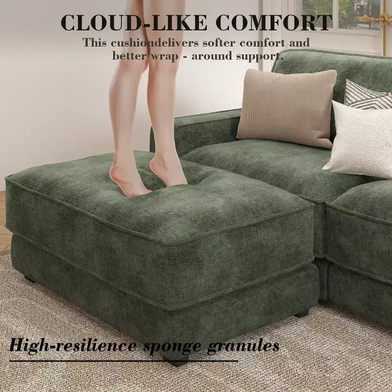 Dyonery 160 Canapé modulable, canapé modulable Cloud avec assise profonde, canapé modulable moderne en forme de L avec méridienne.