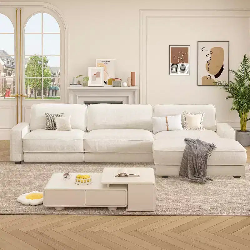 Dyonery 160 Canapé modulable, canapé modulable Cloud avec assise profonde, canapé modulable moderne en forme de L avec méridienne.
