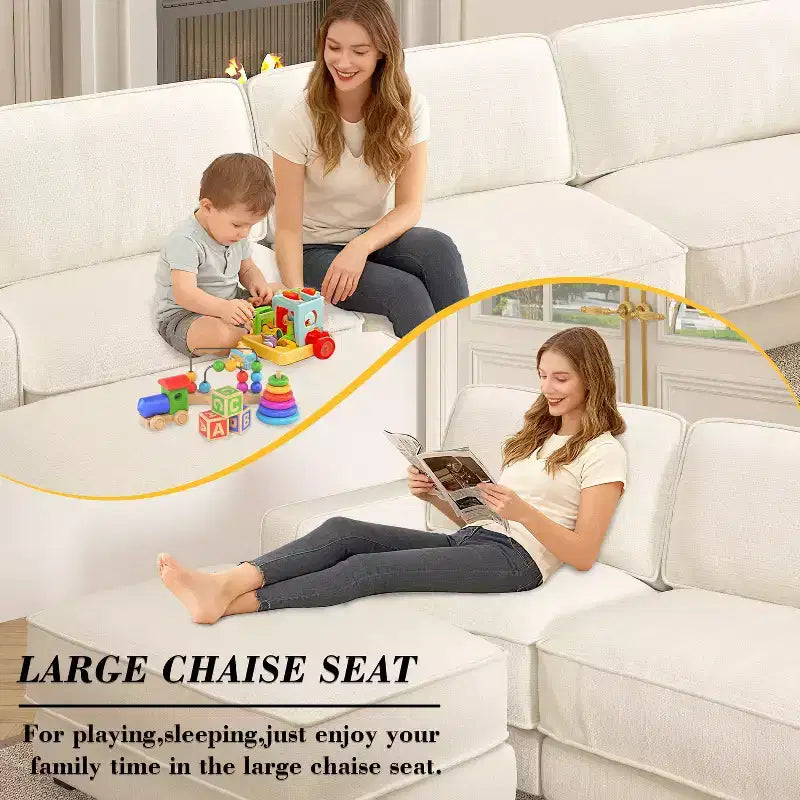 Dyonery 160 Canapé modulable, canapé modulable Cloud avec assise profonde, canapé modulable moderne en forme de L avec méridienne.