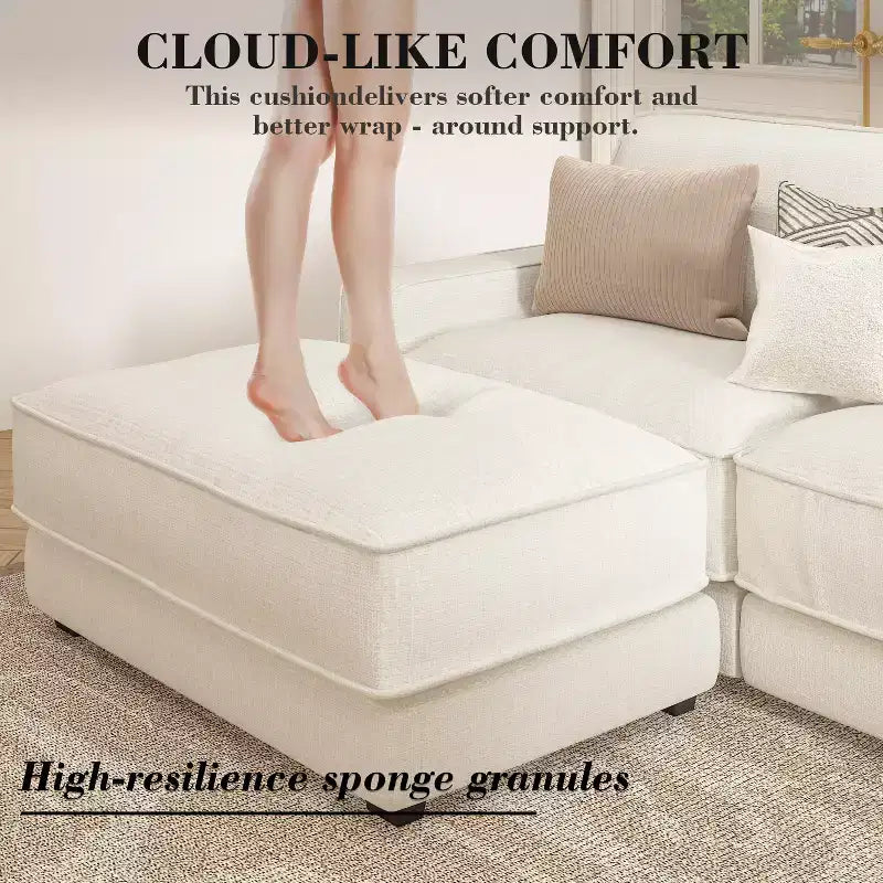 Dyonery 160 Canapé modulable, canapé modulable Cloud avec assise profonde, canapé modulable moderne en forme de L avec méridienne.