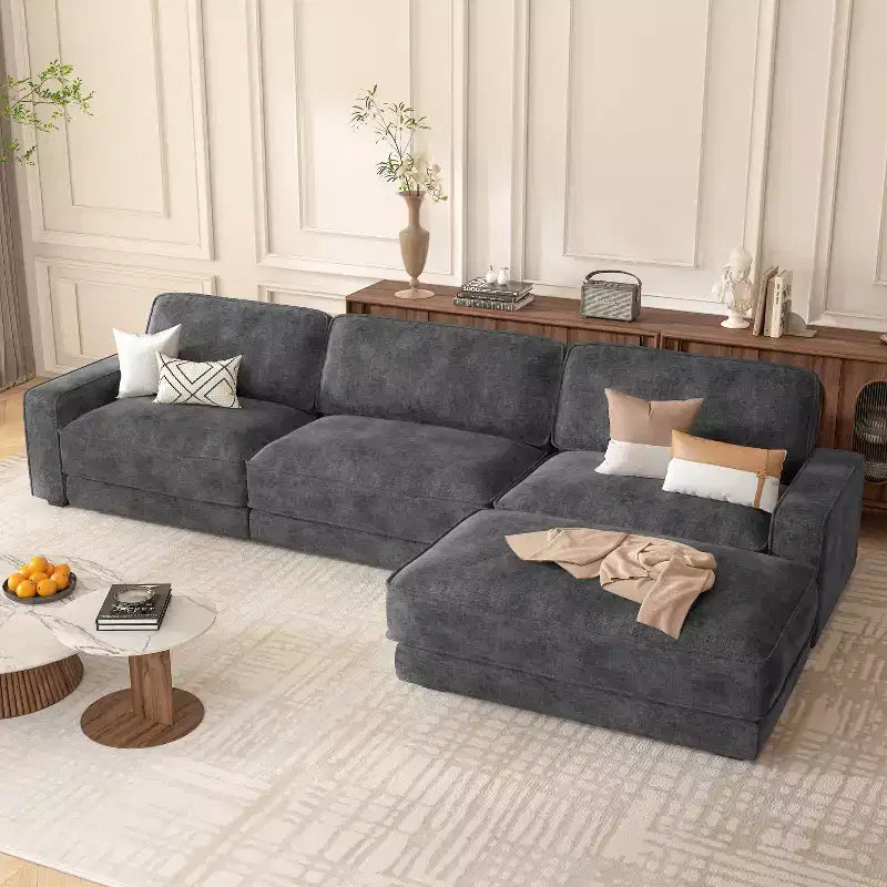 Dyonery 160 Canapé modulable, canapé modulable Cloud avec assise profonde, canapé modulable moderne en forme de L avec méridienne.