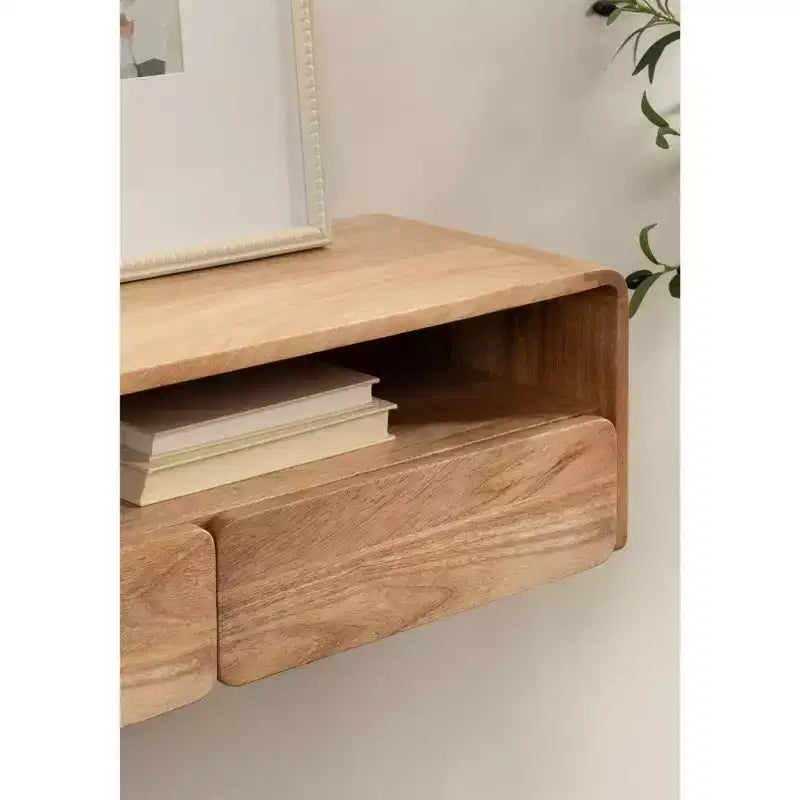 Console flottante en bois Kate et Laurel Kato, naturelle, 30x10x9