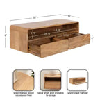 Console flottante en bois Kate et Laurel Kato, naturelle, 30x10x9