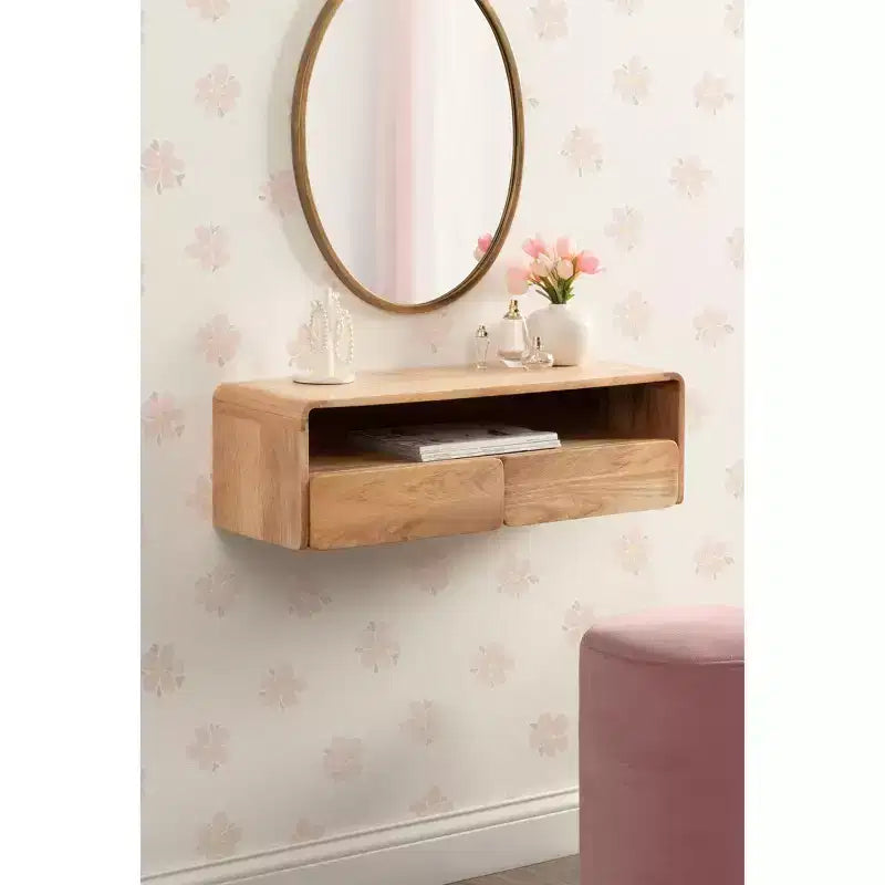 Console flottante en bois Kate et Laurel Kato, naturelle, 30x10x9