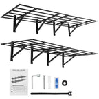 Lot de 2 étagères murales de garage, support de rangement pliable robuste de 360 kg, organisateur mural en acier pour garage, atelier et abri de jardin, noir