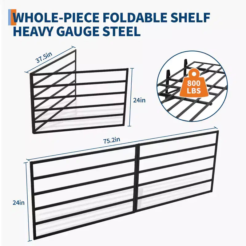 Lot de 2 étagères murales de garage, support de rangement pliable robuste de 360 kg, organisateur mural en acier pour garage, atelier et abri de jardin, noir