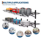 Lot de 2 étagères murales de garage, support de rangement pliable robuste de 360 kg, organisateur mural en acier pour garage, atelier et abri de jardin, noir