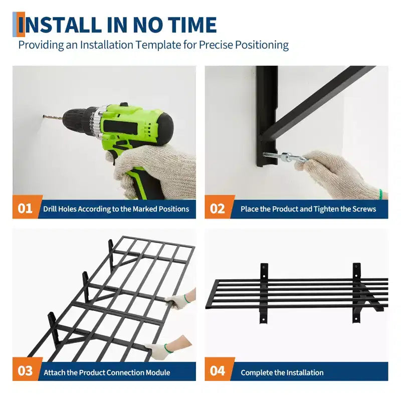 Lot de 2 étagères murales de garage, support de rangement pliable robuste de 360 kg, organisateur mural en acier pour garage, atelier et abri de jardin, noir