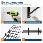 Lot de 2 étagères murales de garage, support de rangement pliable robuste de 360 kg, organisateur mural en acier pour garage, atelier et abri de jardin, noir