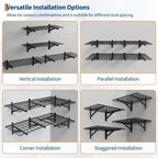Lot de 4 étagères murales robustes pour garage, étagères de rangement murales 60x90cm, capacité de 635 kg, étagères flottantes pour garage, atelier, abri de jardin, noir