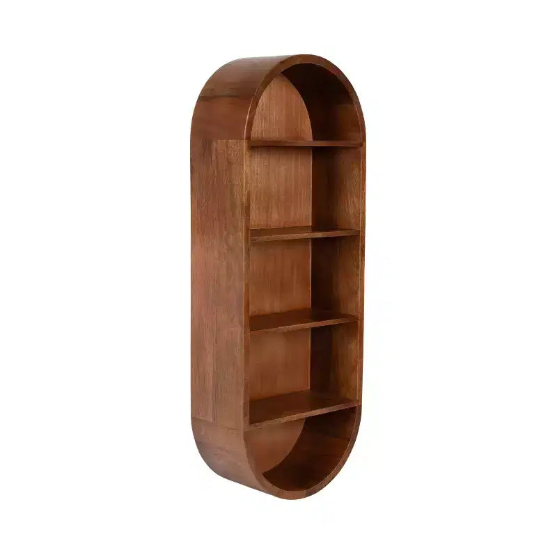 Kate and Laurel Hutton Wood Capsule Wall Shelf, Walnut Brown, 13x33