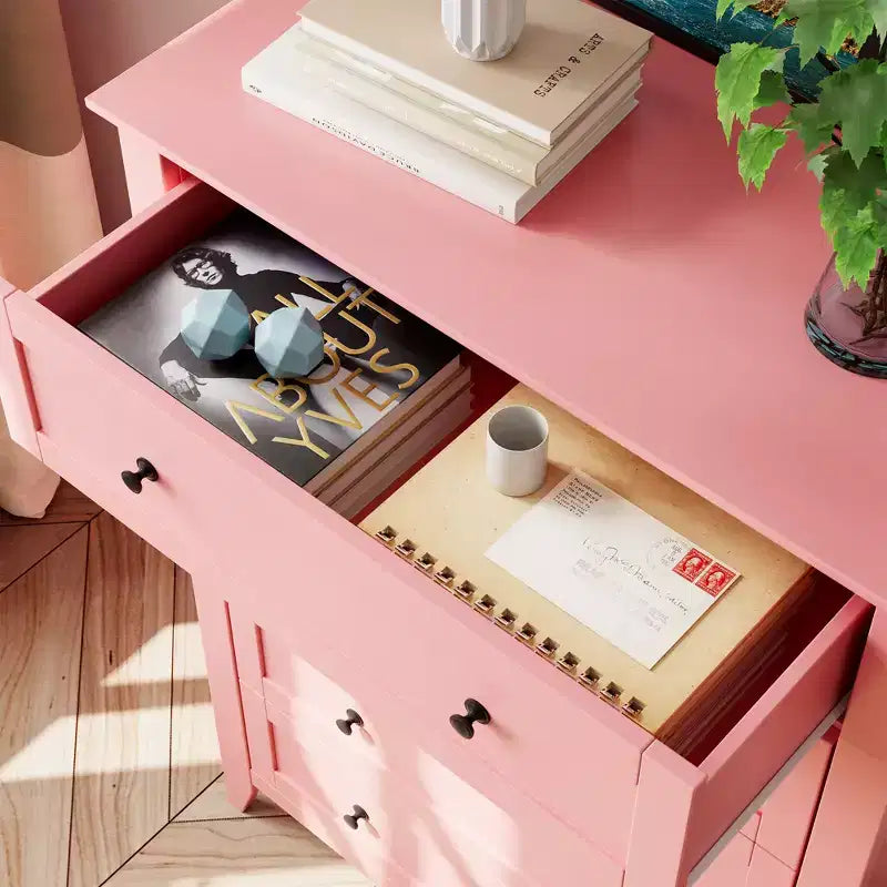 Commode à 5 tiroirs pour chambre à coucher, chiffonnier haut en bois avec rangement profond et poignées en métal, organiseur d'entrée moderne