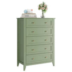 5 Drawer Dresser for Bedroom, Tall Wooden Chest of Drawers with Deep Storage & Metal Knobs, Modern Entryway Organizer