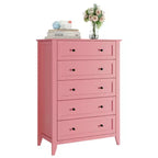 Commode à 5 tiroirs pour chambre à coucher, chiffonnier haut en bois avec rangement profond et poignées en métal, organiseur d'entrée moderne