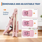 Chaise Haute Bébé Réglable 42,5 pour Tout-Petits, Hauteur et Dossier Multi-Niveaux, Plateau Amovible et Pliage Rapide pour un Rangement Compact