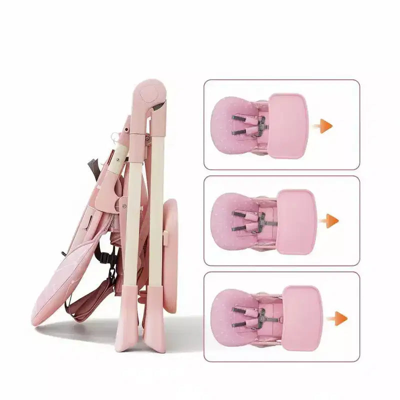 Chaise Haute Bébé Réglable 42,5 pour Tout-Petits, Hauteur et Dossier Multi-Niveaux, Plateau Amovible et Pliage Rapide pour un Rangement Compact