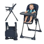 42.5 Adjustable Baby High Chair for Toddlers, Multi-Level Height & Backrest Adjustment, Removable Tray and Fast Folding for Space-Saving Storage