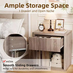 Tables de chevet nervurées, lot de 2, Tables d'appoint en bois avec rangement, lot de 2, Tables d'appoint assorties pour le salon, Tables de chevet doubles pour la chambre à coucher