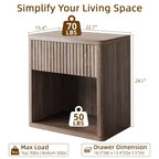 Tables de chevet nervurées, lot de 2, Tables d'appoint en bois avec rangement, lot de 2, Tables d'appoint assorties pour le salon, Tables de chevet doubles pour la chambre à coucher