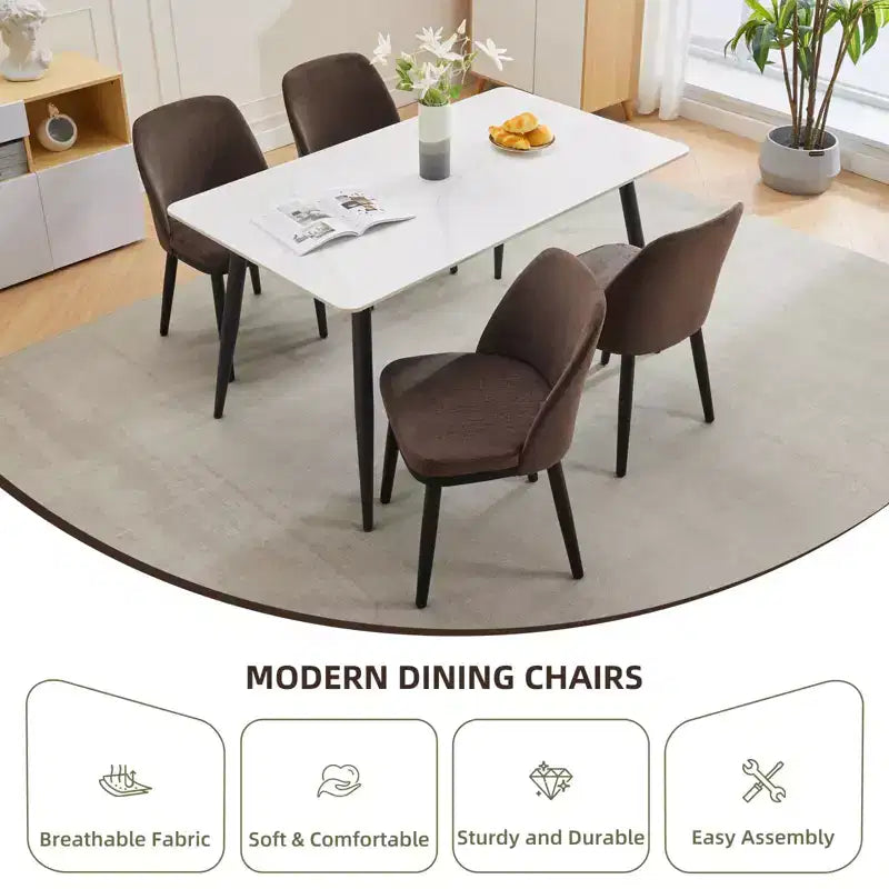 Lot de 2 chaises de salle à manger tapissées en lin. Dossier incurvé et pieds en bois de style Mid-Century pour cuisine et salon