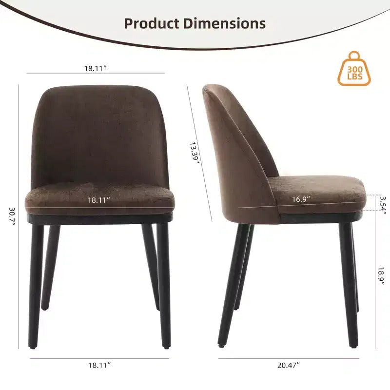 Lot de 2 chaises de salle à manger tapissées en lin. Dossier incurvé et pieds en bois de style Mid-Century pour cuisine et salon