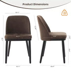 Lot de 2 chaises de salle à manger tapissées en lin. Dossier incurvé et pieds en bois de style Mid-Century pour cuisine et salon
