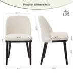 Lot de 2 chaises de salle à manger tapissées en lin. Dossier incurvé et pieds en bois de style Mid-Century pour cuisine et salon