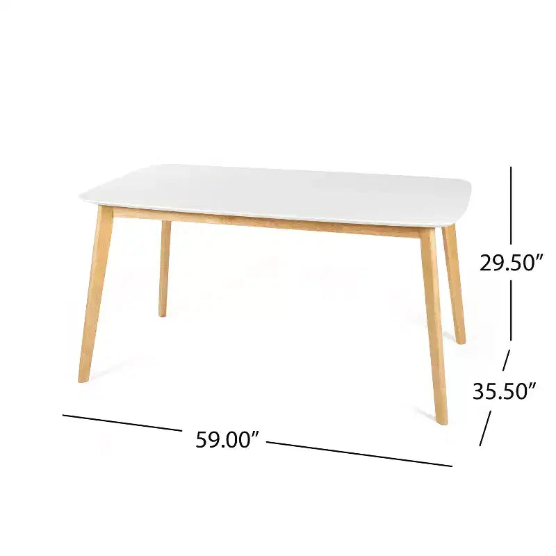 Ensemble de salle à manger compact pour 4 personnes, ensemble de 5 pièces avec table rectangulaire en bois massif et 4 chaises rembourrées pour cuisine