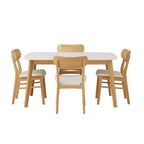 Ensemble de salle à manger compact pour 4 personnes, ensemble de 5 pièces avec table rectangulaire en bois massif et 4 chaises rembourrées pour cuisine