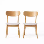 Ensemble de salle à manger compact pour 4 personnes, ensemble de 5 pièces avec table rectangulaire en bois massif et 4 chaises rembourrées pour cuisine