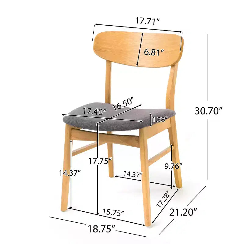 Ensemble de salle à manger compact pour 4 personnes, ensemble de 5 pièces avec table rectangulaire en bois massif et 4 chaises rembourrées pour cuisine