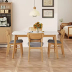 Ensemble de salle à manger compact pour 4 personnes, ensemble de 5 pièces avec table rectangulaire en bois massif et 4 chaises rembourrées pour cuisine