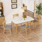Ensemble de salle à manger compact pour 4 personnes, ensemble de 5 pièces avec table rectangulaire en bois massif et 4 chaises rembourrées pour cuisine
