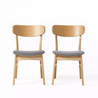 Ensemble de salle à manger compact pour 4 personnes, ensemble de 5 pièces avec table rectangulaire en bois massif et 4 chaises rembourrées pour cuisine