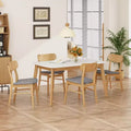 Small Space Dining Set for 4, 5 Pieces Rectangular Solid Wood Table Set with 4 Upholstered Chairs for Kitchen