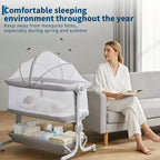 Berceau cododo 3-en-1 avec inclinaison anti-reflux, lit portable avec 6 hauteurs réglables, roulettes, filet et panier de rangement pour nouveau-né